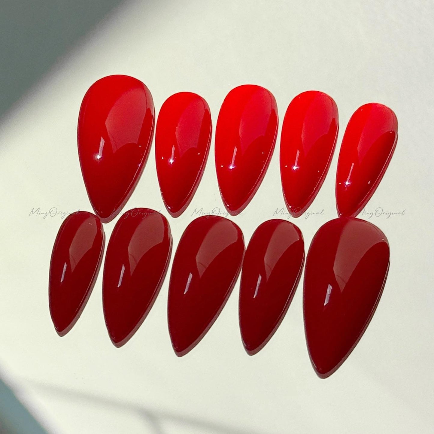 Solid Classic True Red color press on nails, opaque red nail, Halloween Christmas new year gift for her, MO657