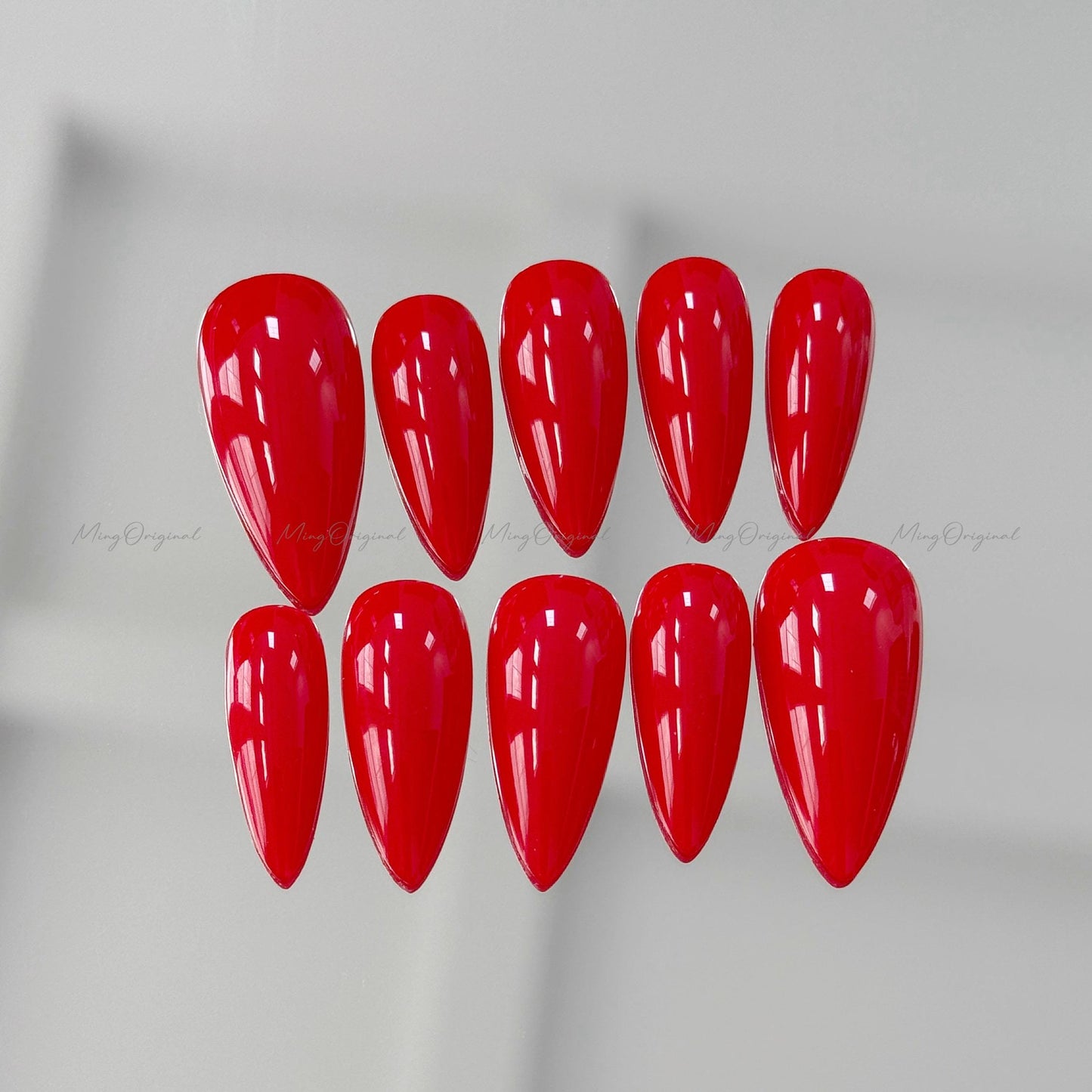 Solid Classic True Red color press on nails, opaque red nail, Halloween Christmas new year gift for her, MO657