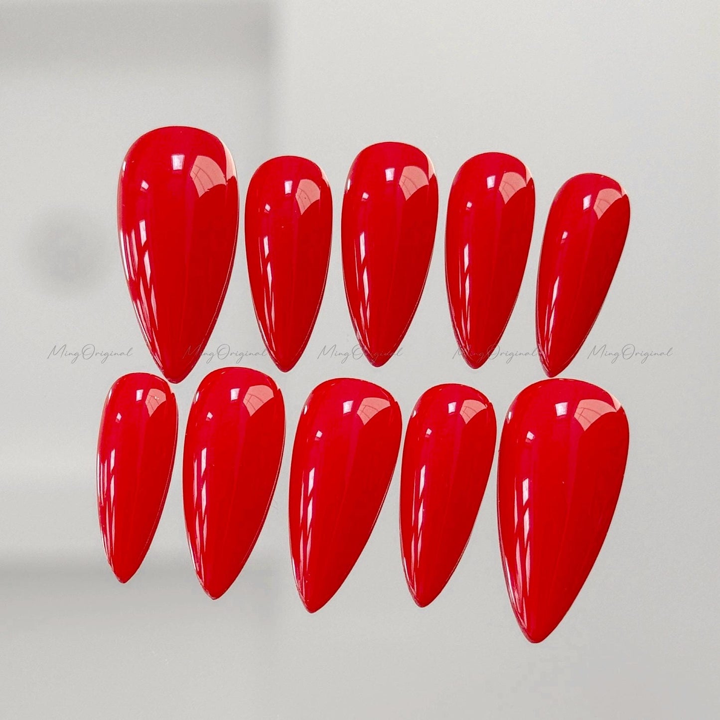Solid Classic True Red color press on nails, opaque red nail, Halloween Christmas new year gift for her, MO657