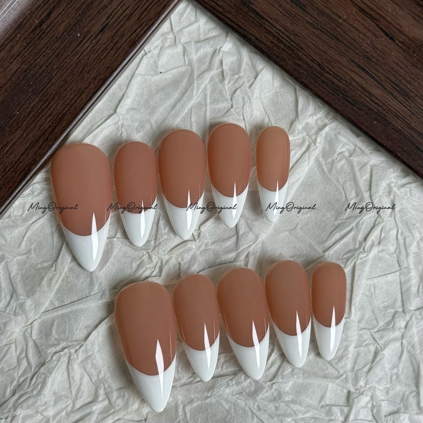 Classic white french tip natural press on nail, Premium Hand paint Nails, Fake nails, Handmade milky jelly nail, gift for her, MO693