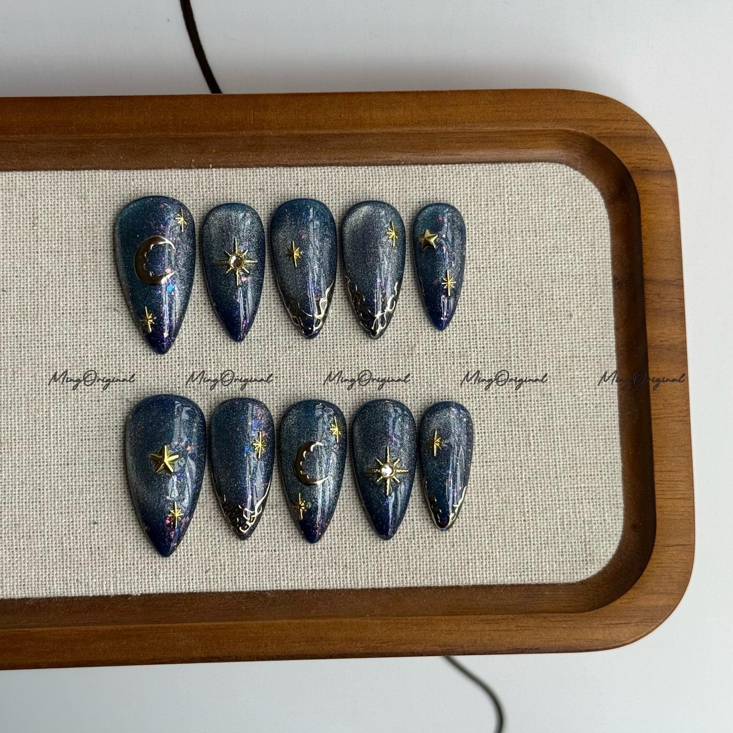 Celestial Press On Nails  Galaxy Nail Art  Star Moon Glitter False Nails  Cosmic Ombre Nail Set  Handmade Fashion Nails, MO701