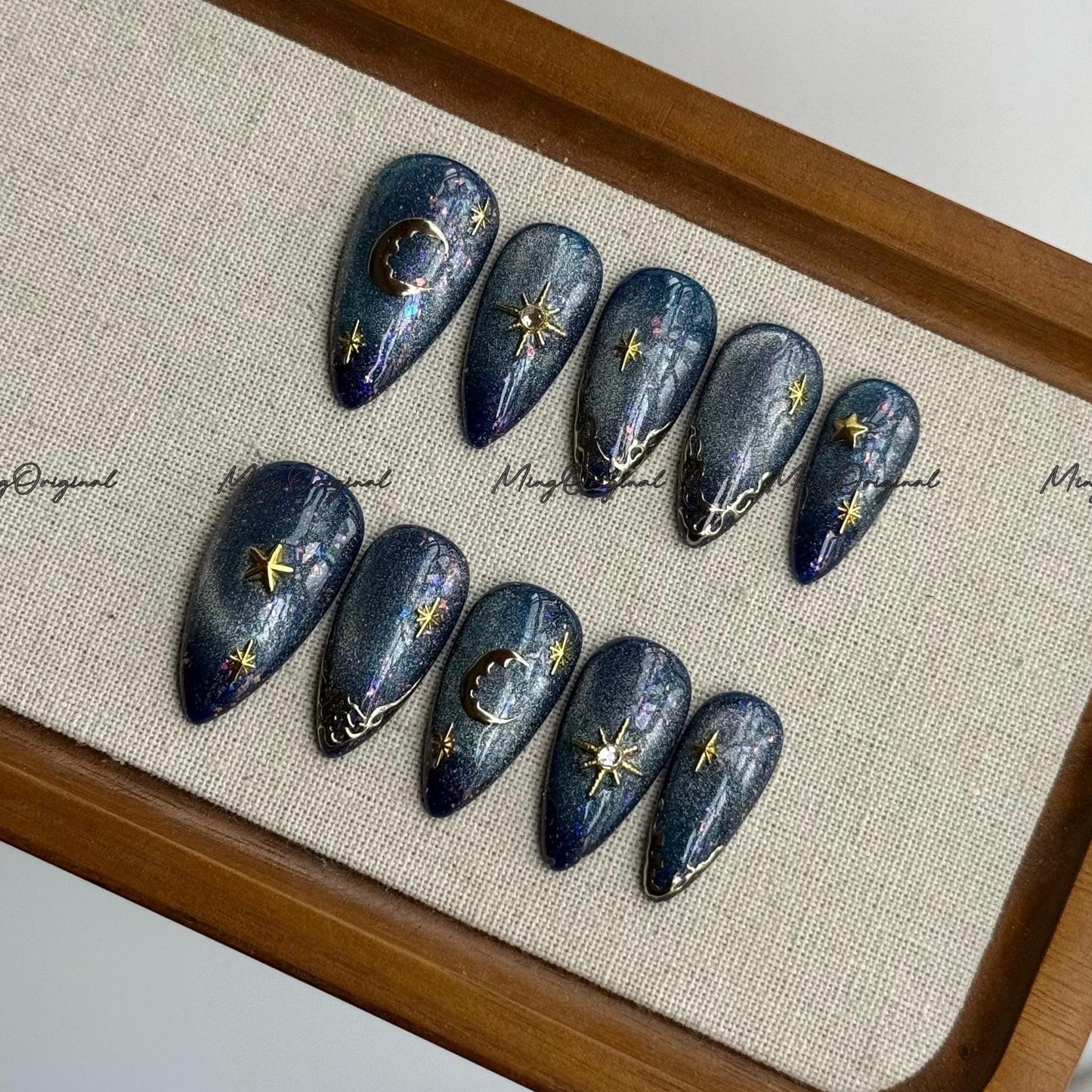Celestial Press On Nails  Galaxy Nail Art  Star Moon Glitter False Nails  Cosmic Ombre Nail Set  Handmade Fashion Nails, MO701