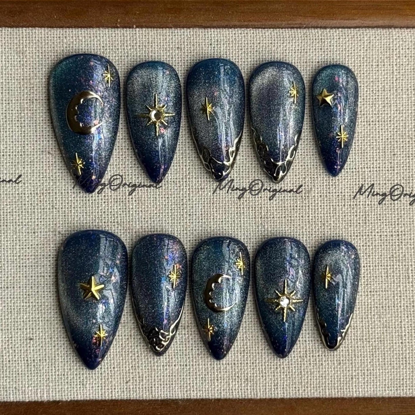 Celestial Press On Nails  Galaxy Nail Art  Star Moon Glitter False Nails  Cosmic Ombre Nail Set  Handmade Fashion Nails, MO701