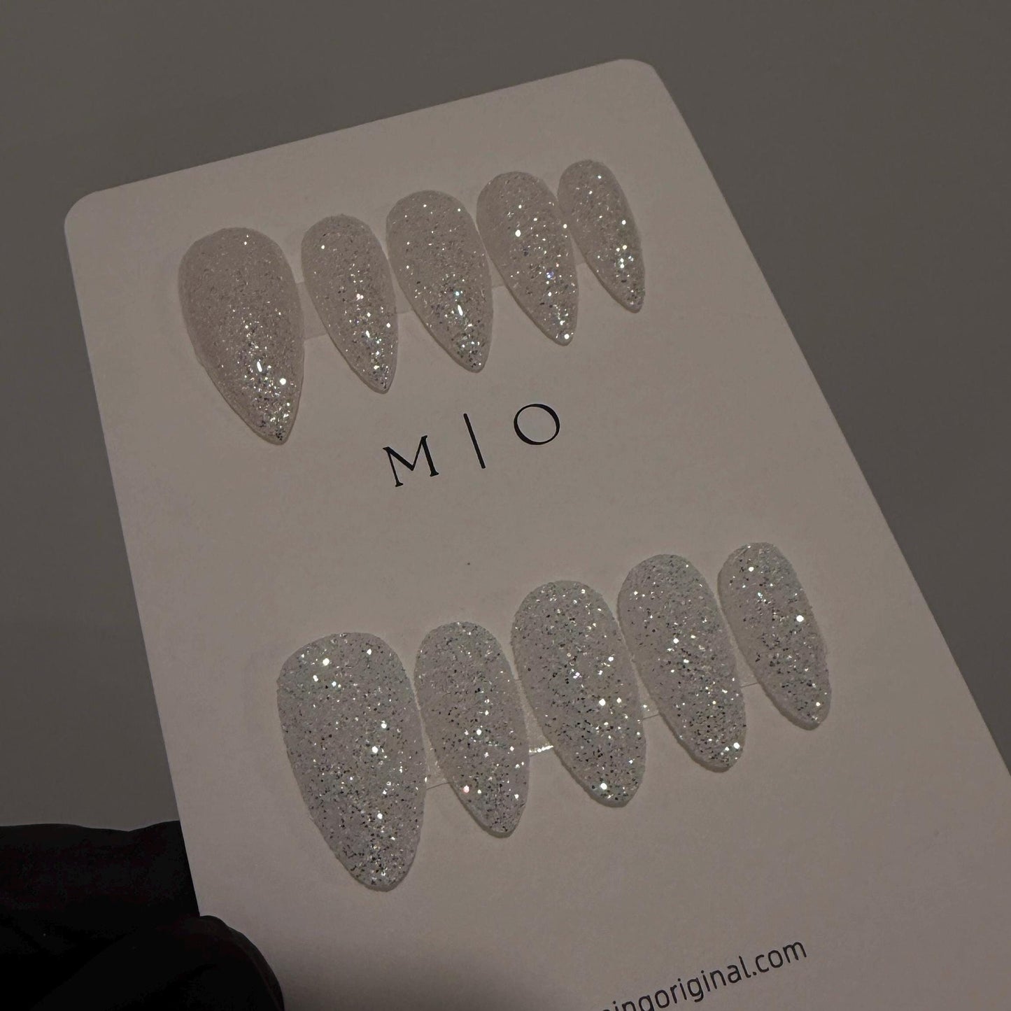 Silver White holographic Sugar Glitter Press on Nails, Rainbow glitter nail, Sparkly nails for party, Glossy or Matte, MO813