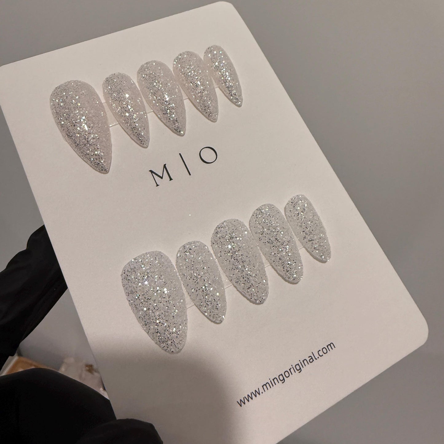 Silver White holographic Sugar Glitter Press on Nails, Rainbow glitter nail, Sparkly nails for party, Glossy or Matte, MO813