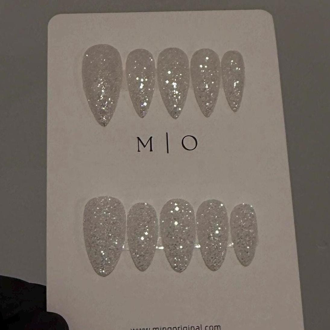 Silver White holographic Sugar Glitter Press on Nails, Rainbow glitter nail, Sparkly nails for party, Glossy or Matte, MO813