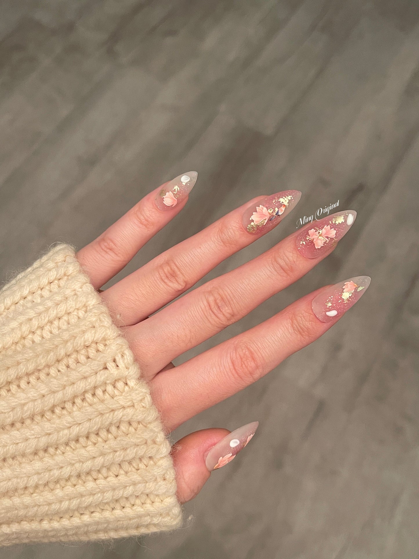 Reusable Pink Blush Glittery with flower nail, bird nail, Premium Press on Nails, Fake nails, Handmade gel art Nails, Matte Nails