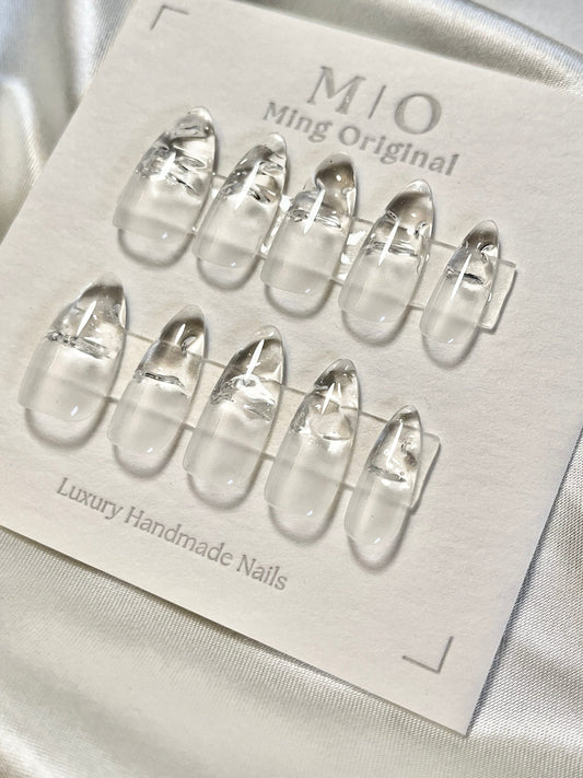 Clear Watery encapsulated tip Press on Nails, Builder Gel handmade Nails, Jelly Nails, valentine anniversary gift