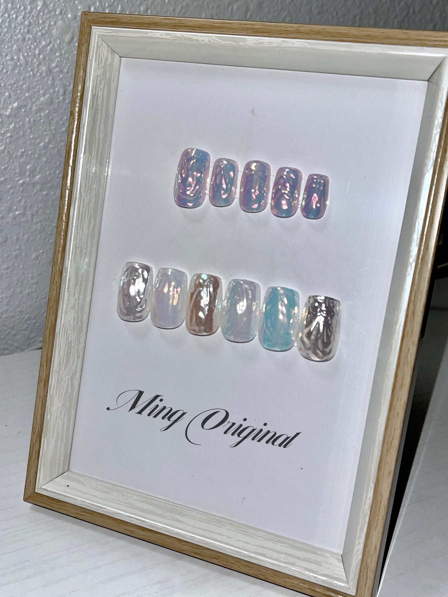 Pastel Pearl White Purple Yellow Pink Green Aurora Glazed Donuts press on nail, Chrome mermaid shimmer Nail, multicolored collection