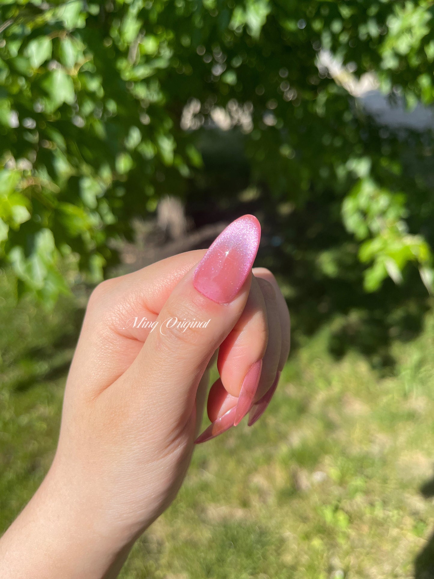 High transparency pink french cat eye Press on Nails, handmade Nails, Jelly Nails, valentine anniversary gift