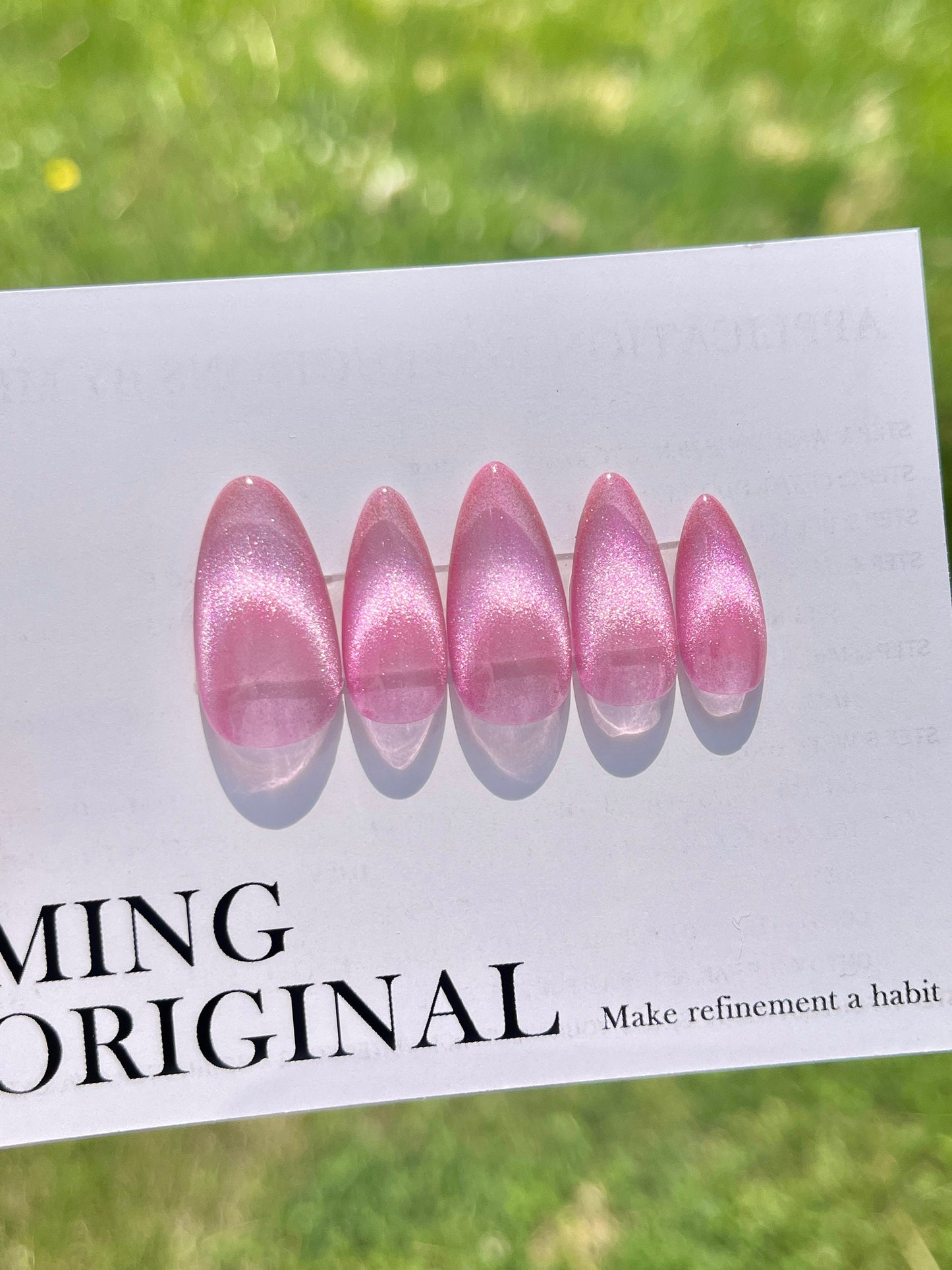 High transparency pink french cat eye Press on Nails, handmade Nails, Jelly Nails, valentine anniversary gift