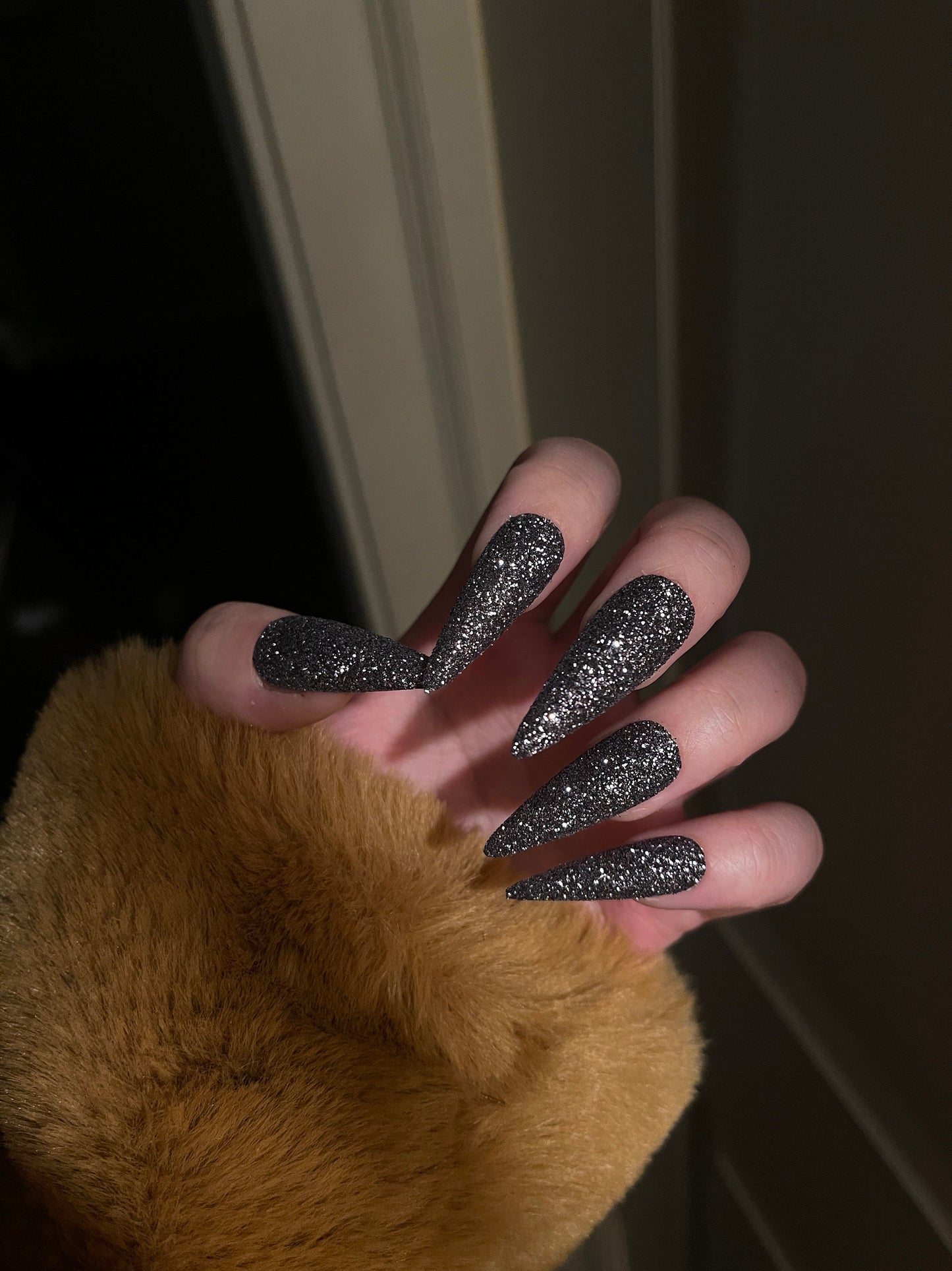 Black Sugar Glitter Press on Nails, glitter nail, Sparkly nails for party