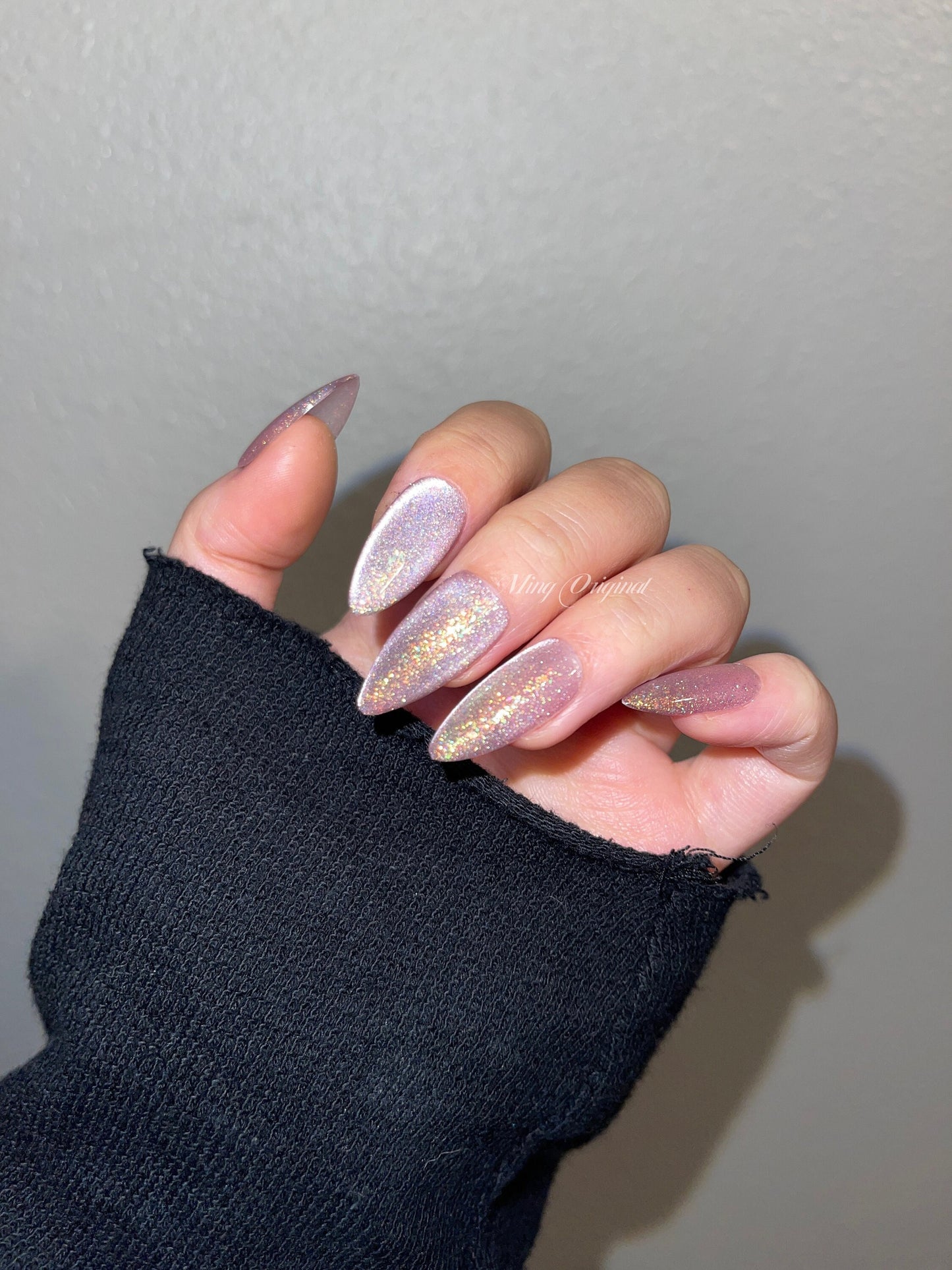 Da starry sky 2 | light purple cat eye press on nails, reuse nails, jelly fake nail, sparkly Christmas nail